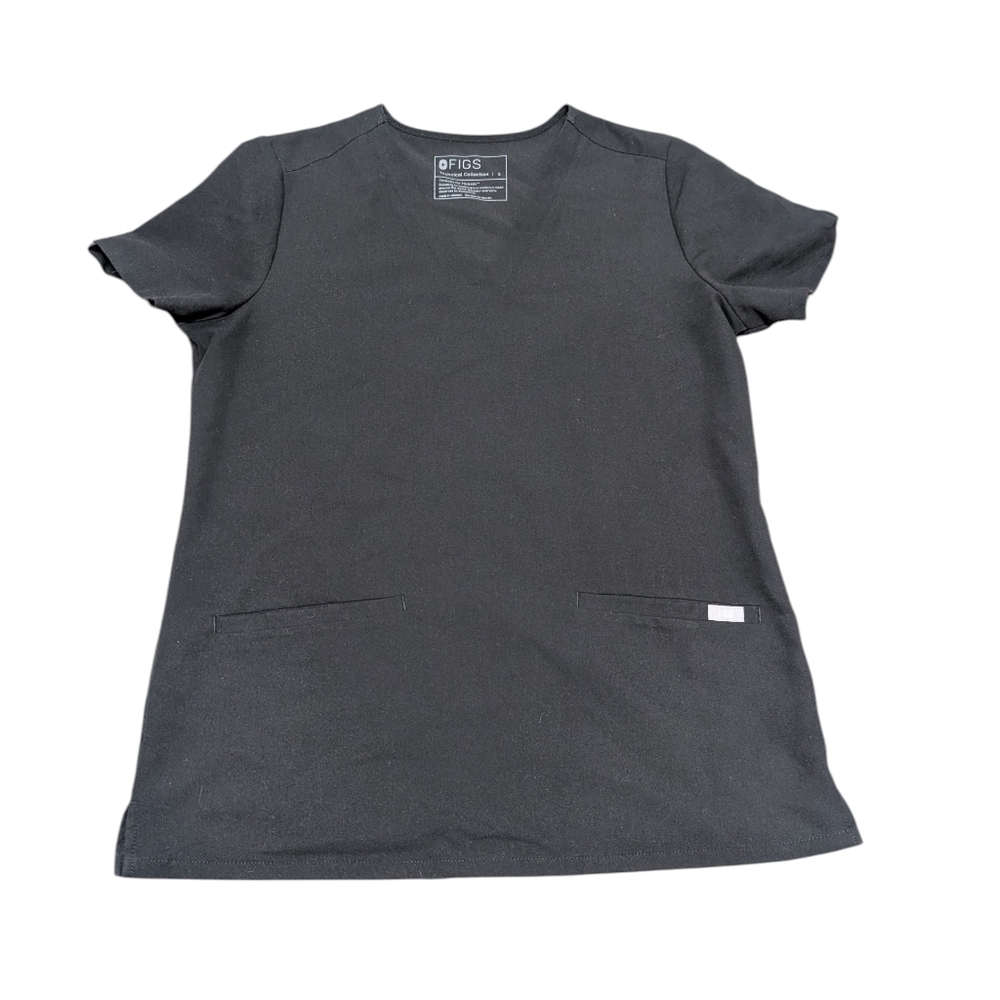 FIGS Technical Collection Black Short Sleeve Nurse Scrub Top (Women's Small)